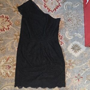 Shoshanna Black One-Shoulder Lace Dress